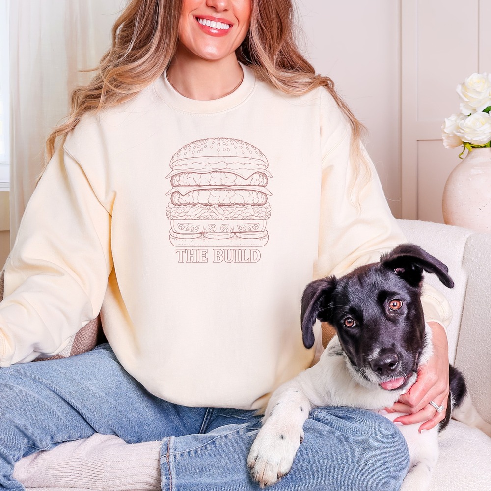 The Build Double Patty Burger Stack Retro Sweatshirt - Picture 2 of 6